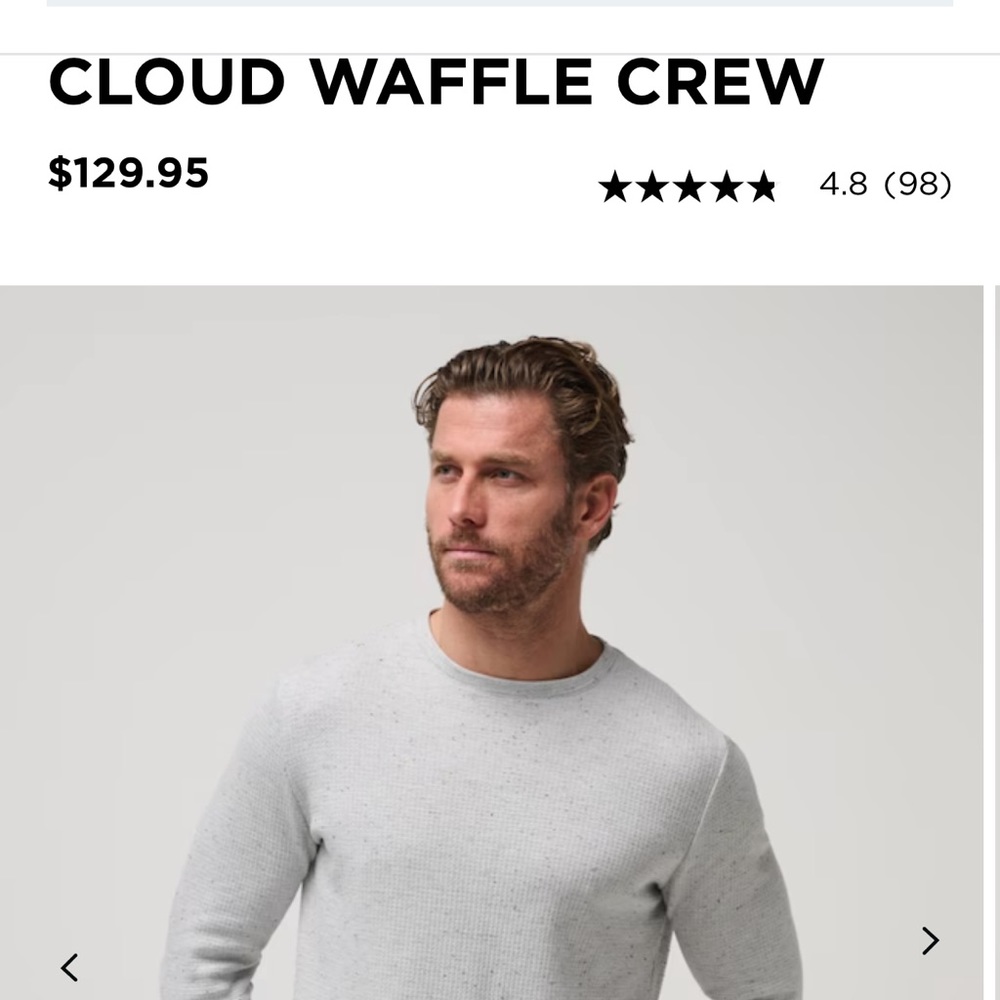 New With Tags Travis Mathew Cloud Waffle Crew Sz S Heather Light Grey